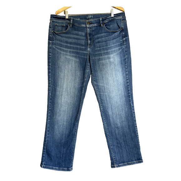 Ann Taylor Loft Jeans Women 16 Blue Modern 27" Crop Stretch Denim Beachy Coastal - Picture 1 of 12